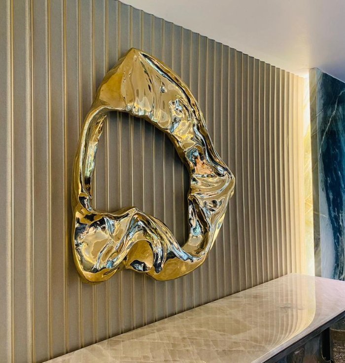 Liquid Gold Wall Sculpture – Modern Luxury Wall Decor