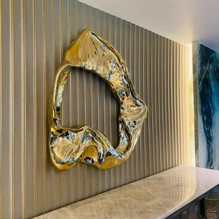 Liquid Gold Wall Sculpture – Modern Luxury Wall Decor