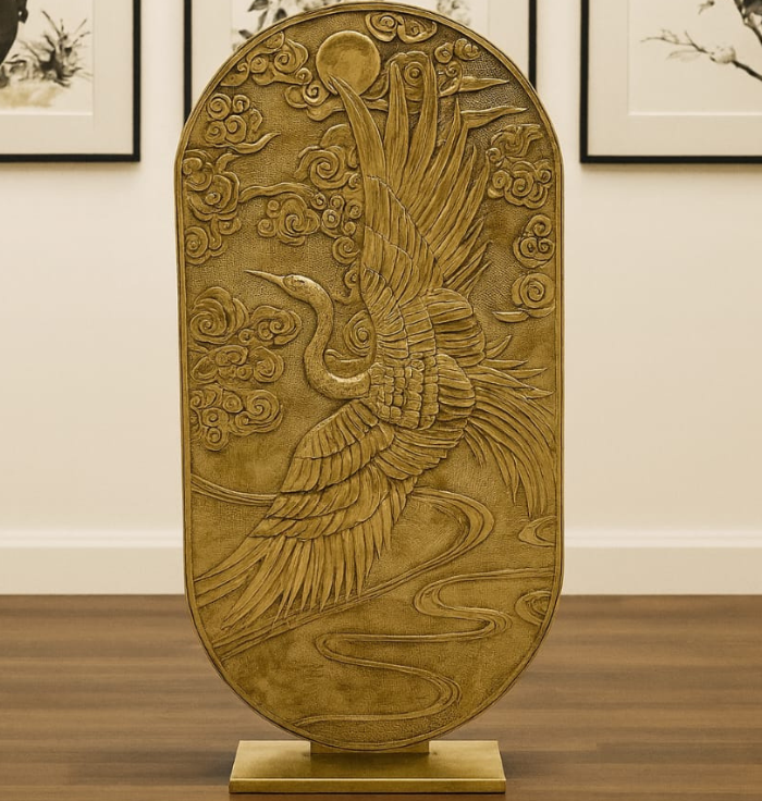 Golden Crane Wall Art – Luxury Artistic Wall Decor