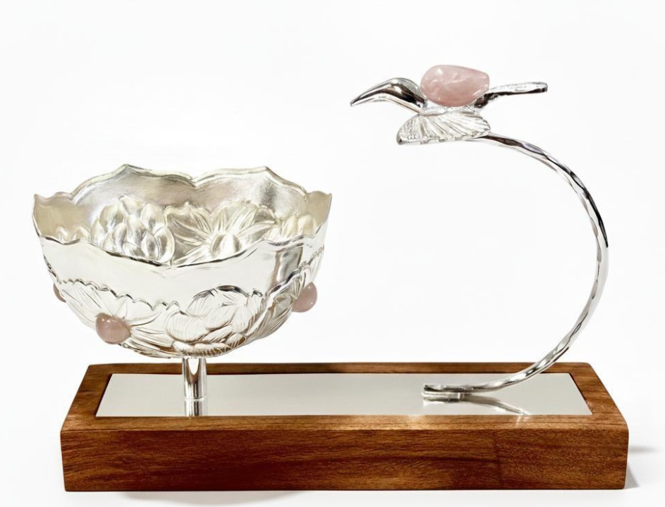 Floral Silver-Plated Decorative Bowl – Luxury Table Accent