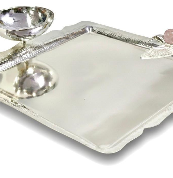 Silver-Plated Square Serving Tray – Luxury Decorative Tableware