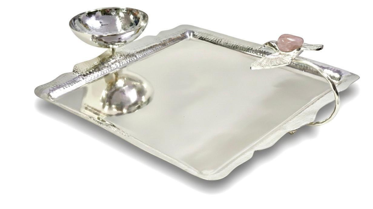 Silver-Plated Square Serving Tray – Luxury Decorative Tableware