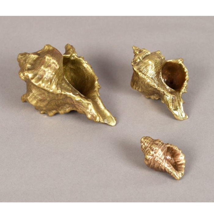 Golden Conch Shell Decorative Set – Luxury Coastal Accent Collection