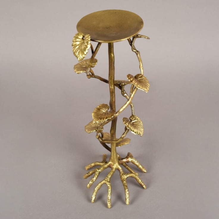 Golden Vine Pedestal Stand – Luxury Decorative Accent Table