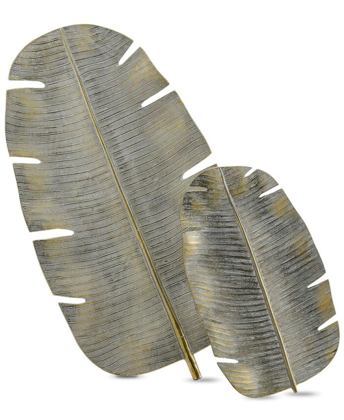 Tropical Leaf Wall Art – Luxury Metal Wall Decor Set