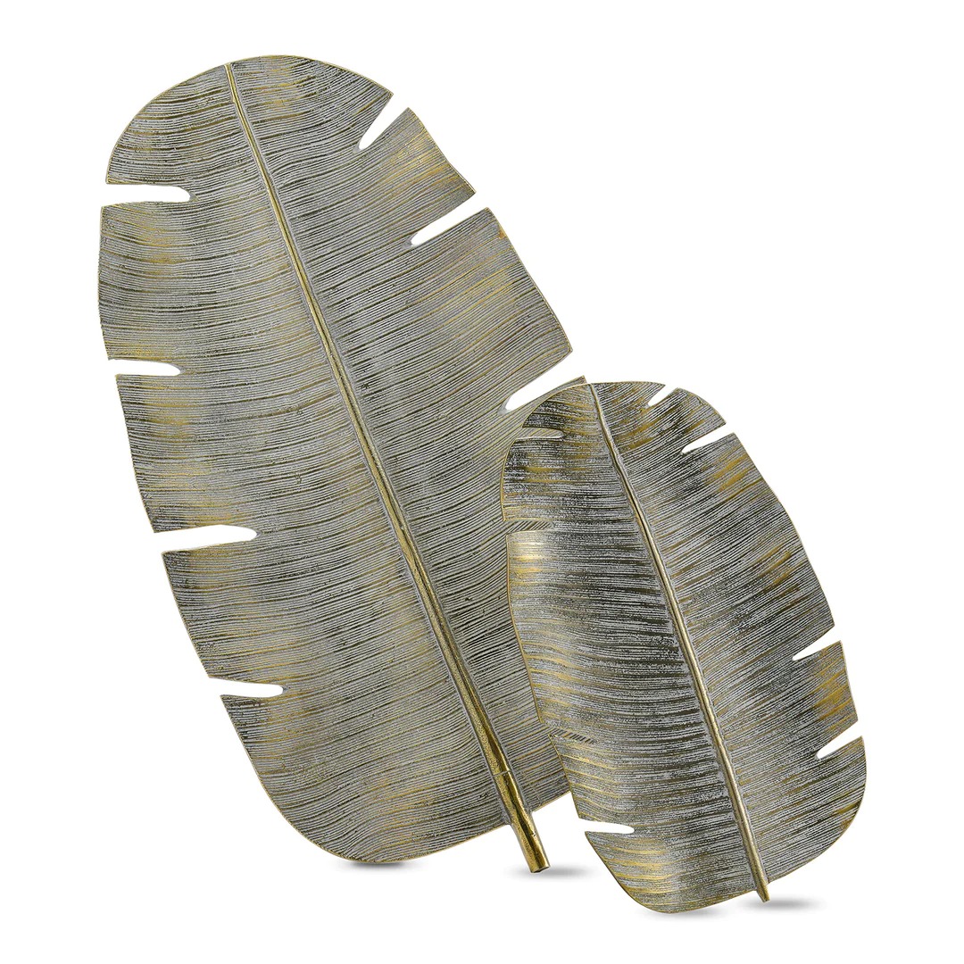 Tropical Leaf Wall Art – Luxury Metal Wall Decor Set
