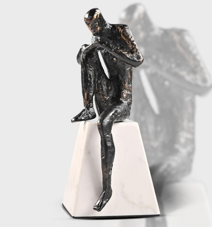 Luxe Deccor Abstract Thinker Sculpture – Modern Luxury Aluminum Art Decor