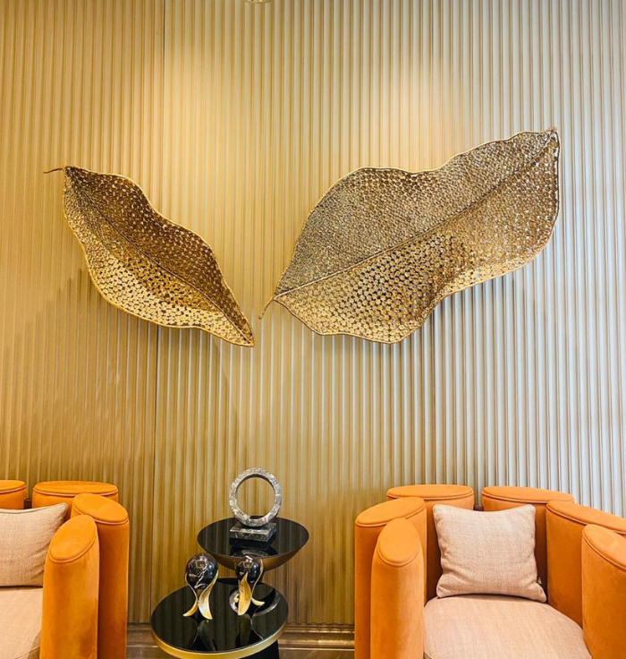 Openwork Golden Frond Wall Duo – Luxury Two-Piece Filigree Leaf Art