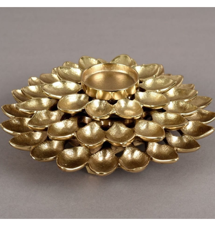 Sahasrara Lotus Candle Holder – Luxury Tiered Brass Votive Stand