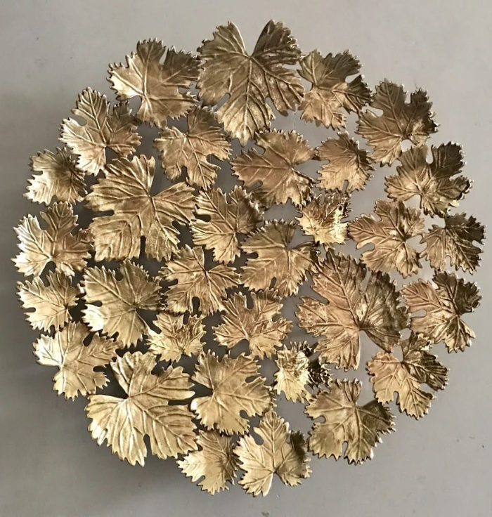 Golden Vineyard Wall Art – Luxury Metal Leaf Wall Decor