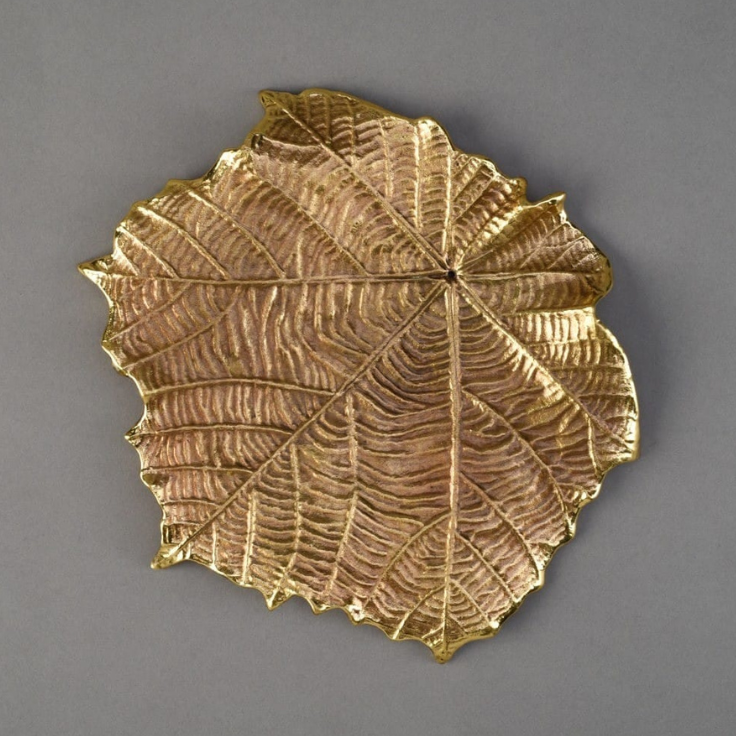 Sycamore Leaf Luxury Catchall – Premium Textured Gold Accent Tray