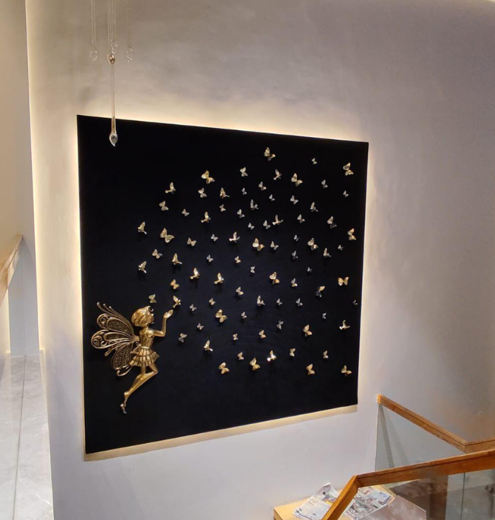 Titania Fairy Wall Sculpture – Luxury Velvet Frame Butterfly Decor