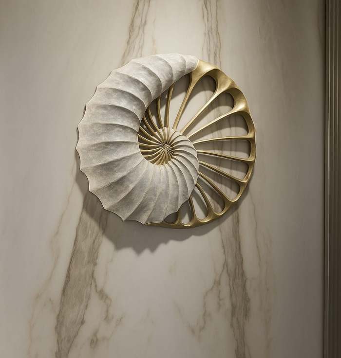 Nautilus Spiral Wall Sculpture – Luxury Biophilic Metal Accent