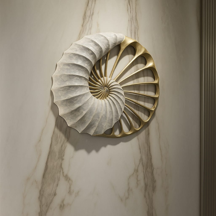 Nautilus Spiral Wall Sculpture – Luxury Biophilic Metal Accent