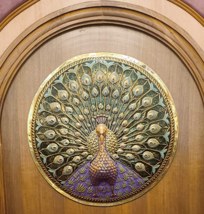 Regal Mayura Medallion Wall Art – Luxury Embossed Peacock Metal Decor