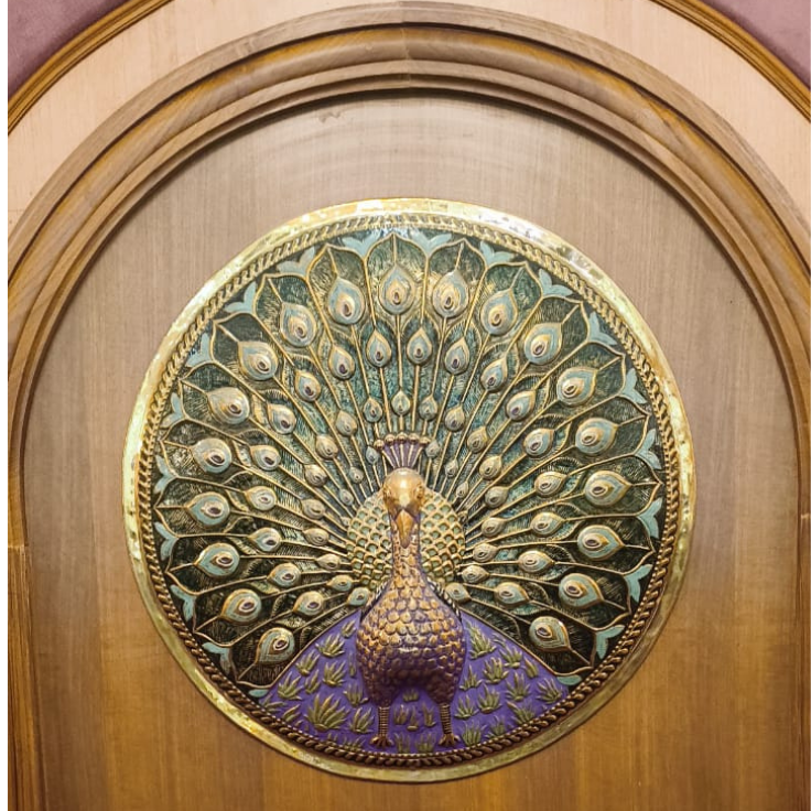 Regal Mayura Medallion Wall Art – Luxury Embossed Peacock Metal Decor