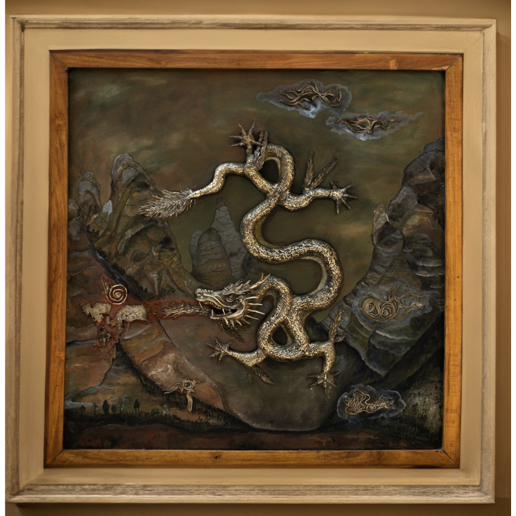 Deccor Imperial Dragon Relief Artwork – Premium Framed Mythical Wall Sculpture