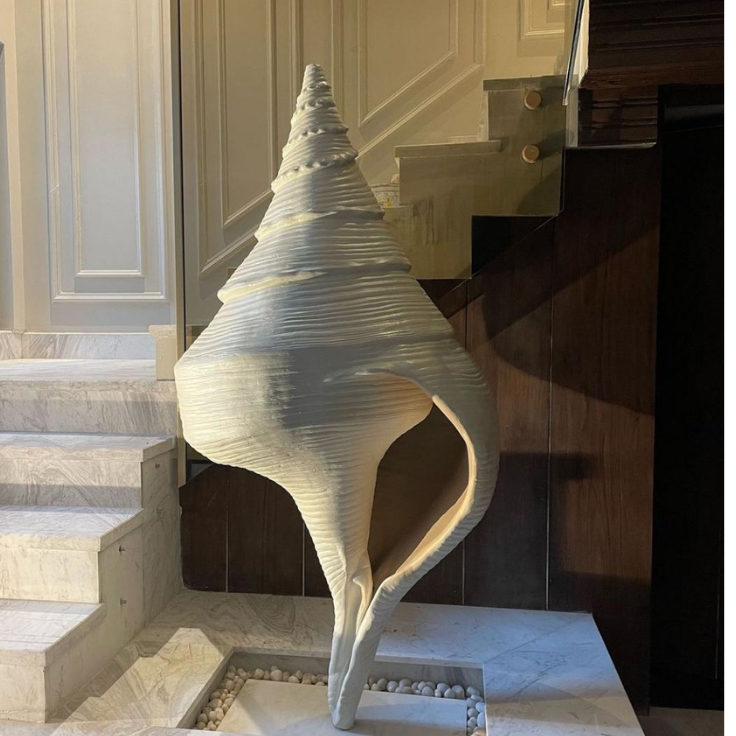Triton Giant Triton Shell Sculpture – Luxury Oversized Marble-White Decor