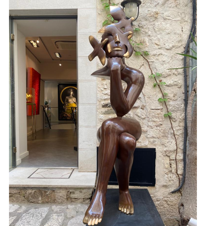 Avian Muse Surrealist Bronze Sculpture – Luxury Abstract Portrait Art