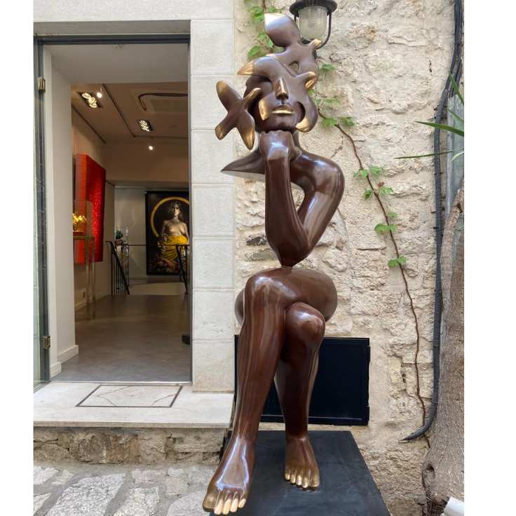 Avian Muse Surrealist Bronze Sculpture – Luxury Abstract Portrait Art