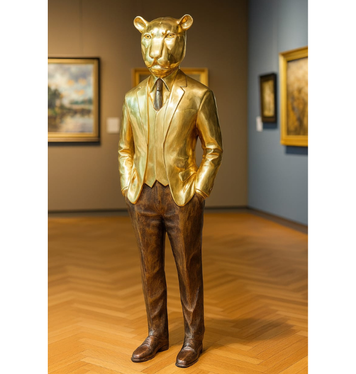 Aurum Aristocrat Lion Sculpture – Luxury Anthropomorphic Gallery Art