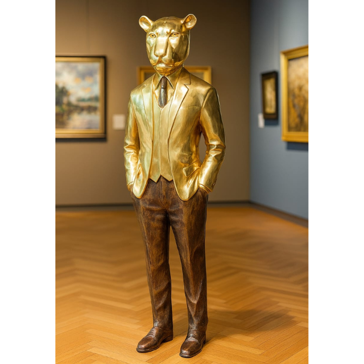 Aurum Aristocrat Lion Sculpture – Luxury Anthropomorphic Gallery Art