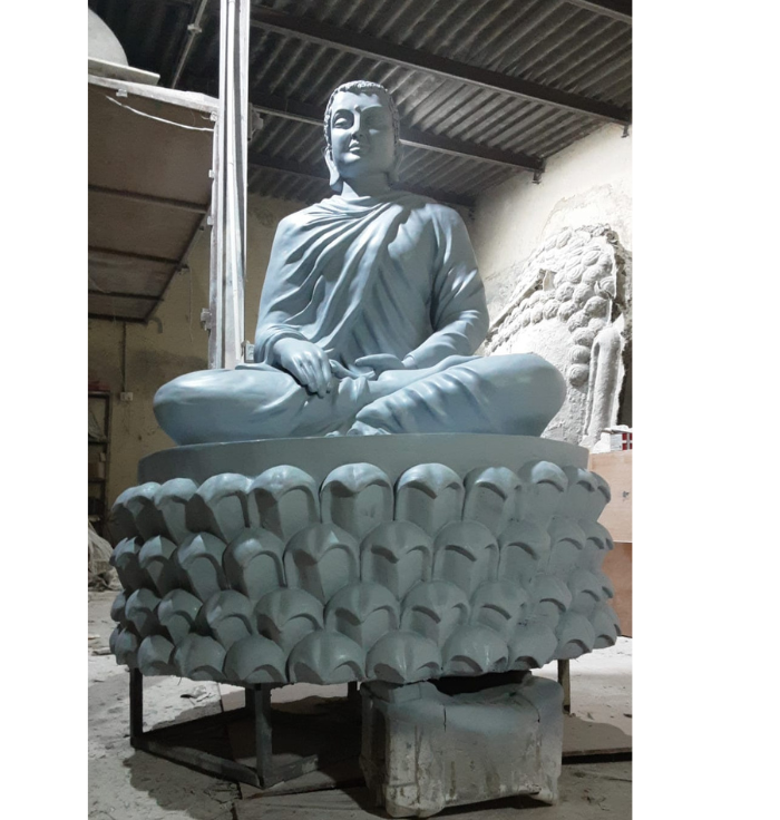 Serene Dhyana Buddha Monumental Sculpture – Premium Matte Stone Architectural Art