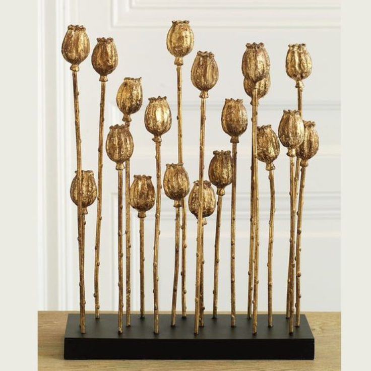 Golden Bloom Pod Sculpture – Luxury Floral Table Decor