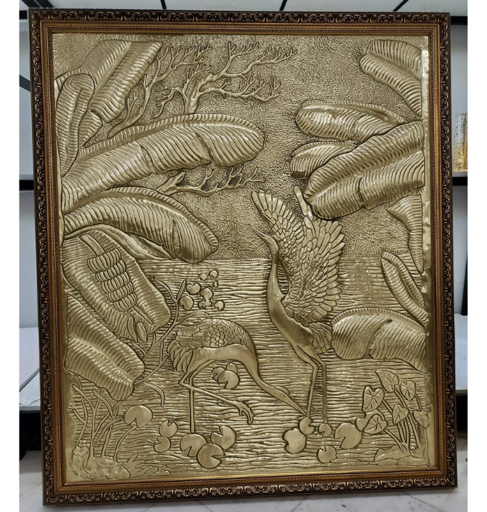 Golden Crane Serenity Wall Art Panel