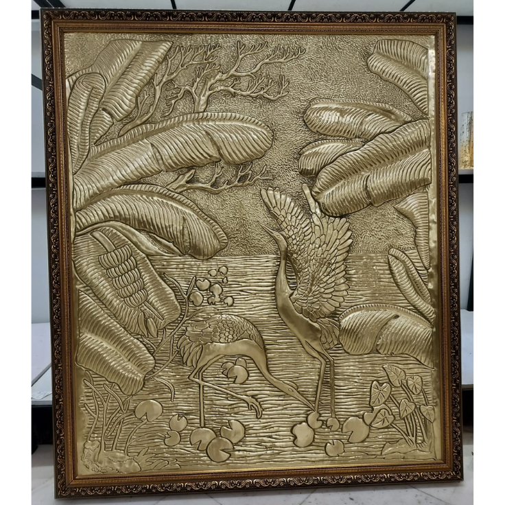 Golden Crane Serenity Wall Art Panel