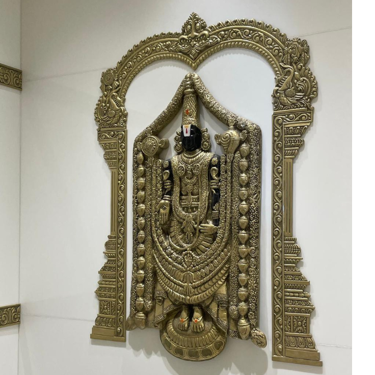 Divine Tirupati Balaji Wall Relief – Luxury Brass Temple Accent Art
